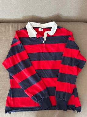 Cotton On Red and Navy Striped Rugby Sweatshirt